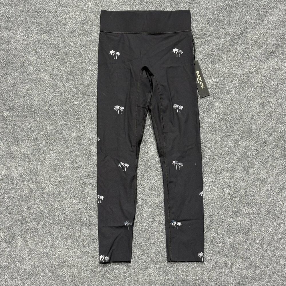 Black Line By Noli Leggings Womens Small Black Sunset Onyx Palm Tree Yoga